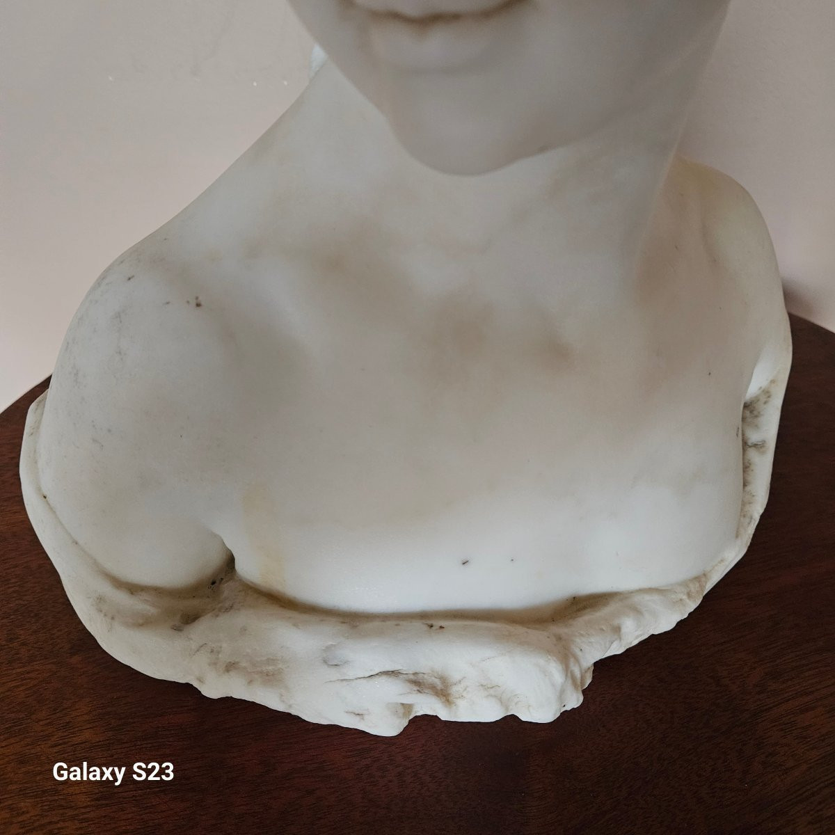 Bust Of A Young Bacchus In White Marble, 39 Cm High-photo-3