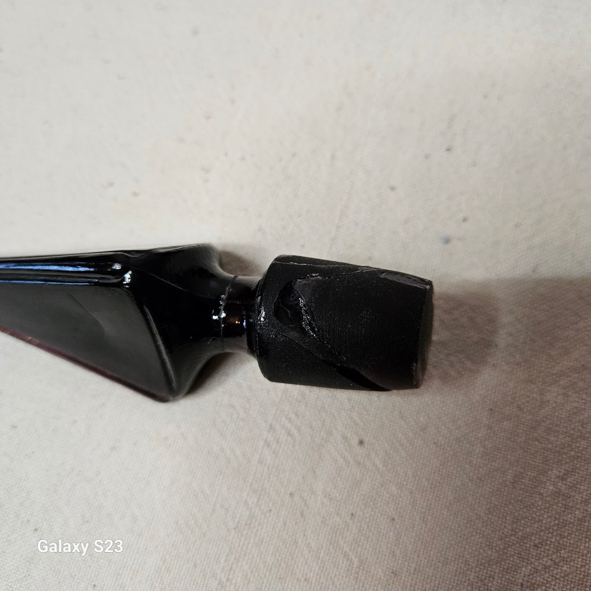 Legras art déco flacon carafe triangulaire verre émaillé Ht 33.5 cm 1/2-photo-3