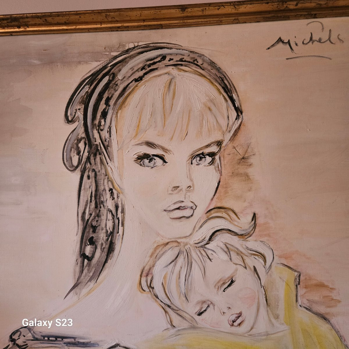 Janie Michels "portrait For A Madonna" Oil On Canvas From Maurice Chevalier 92 X 63 Cm-photo-3