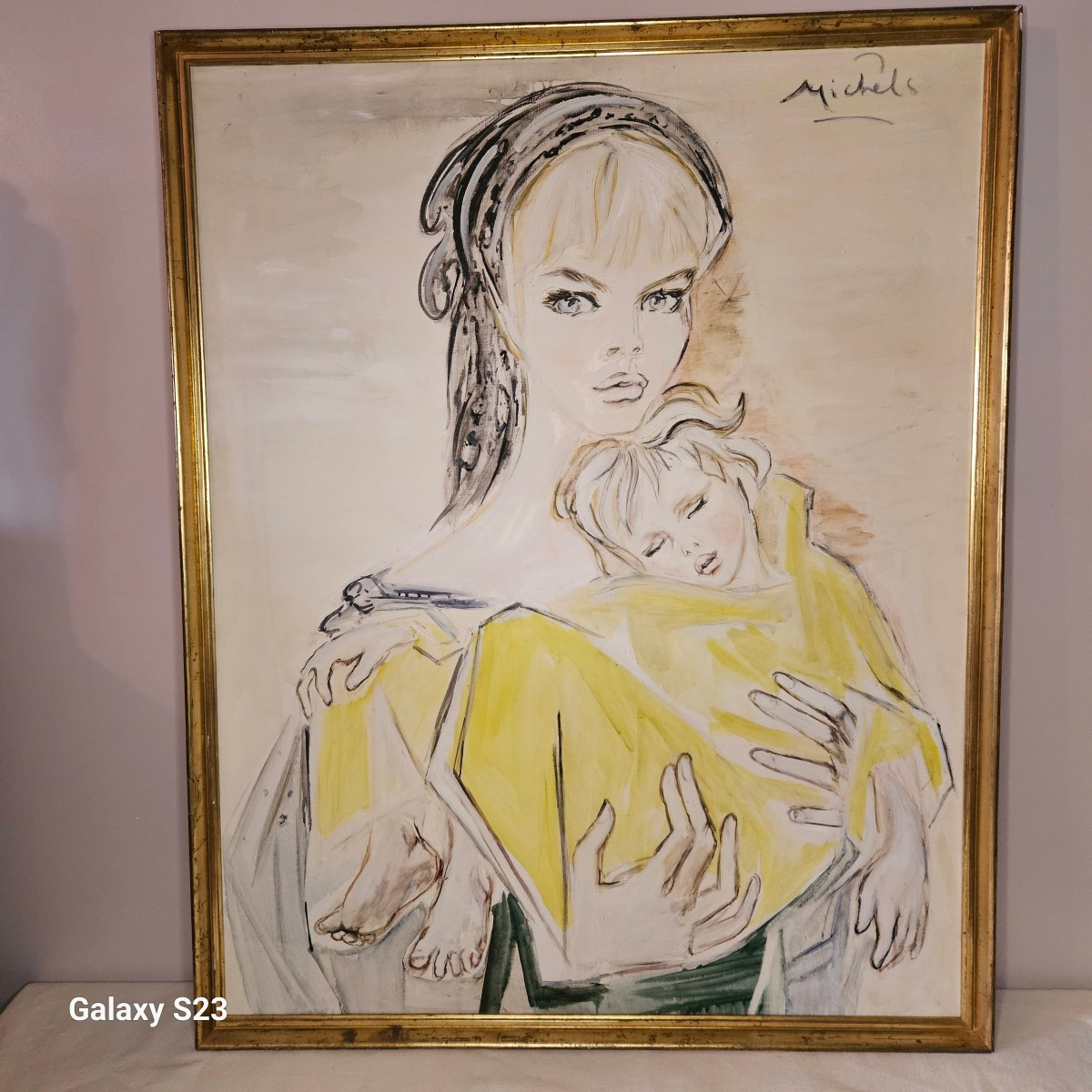 Janie Michels "portrait For A Madonna" Oil On Canvas From Maurice Chevalier 92 X 63 Cm