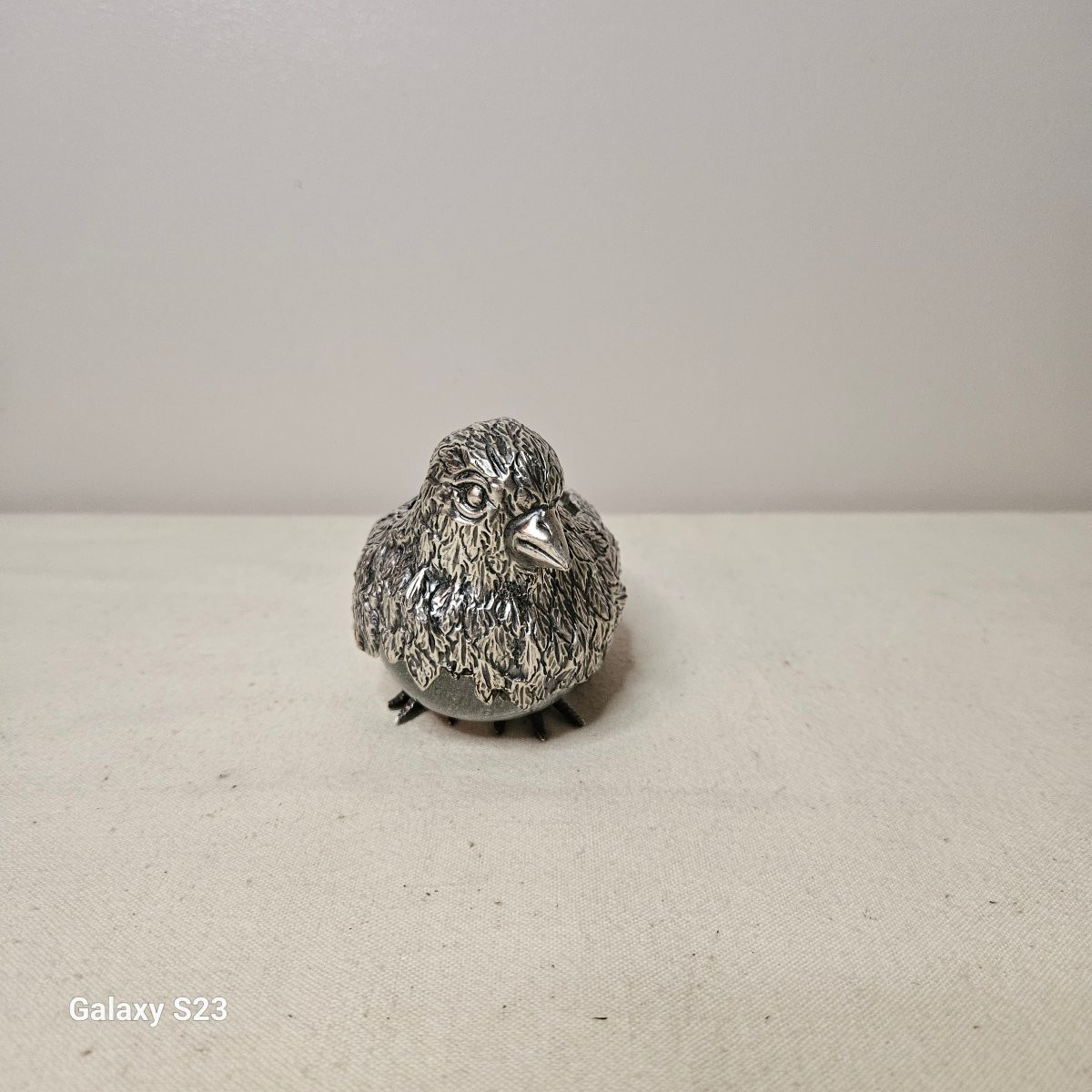 Franco Lapini Bird, Sparrow In Silvered Metal And Bubble Glass-photo-3