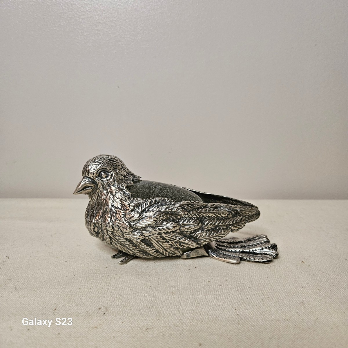 Franco Lapini Bird, Sparrow In Silvered Metal And Bubble Glass
