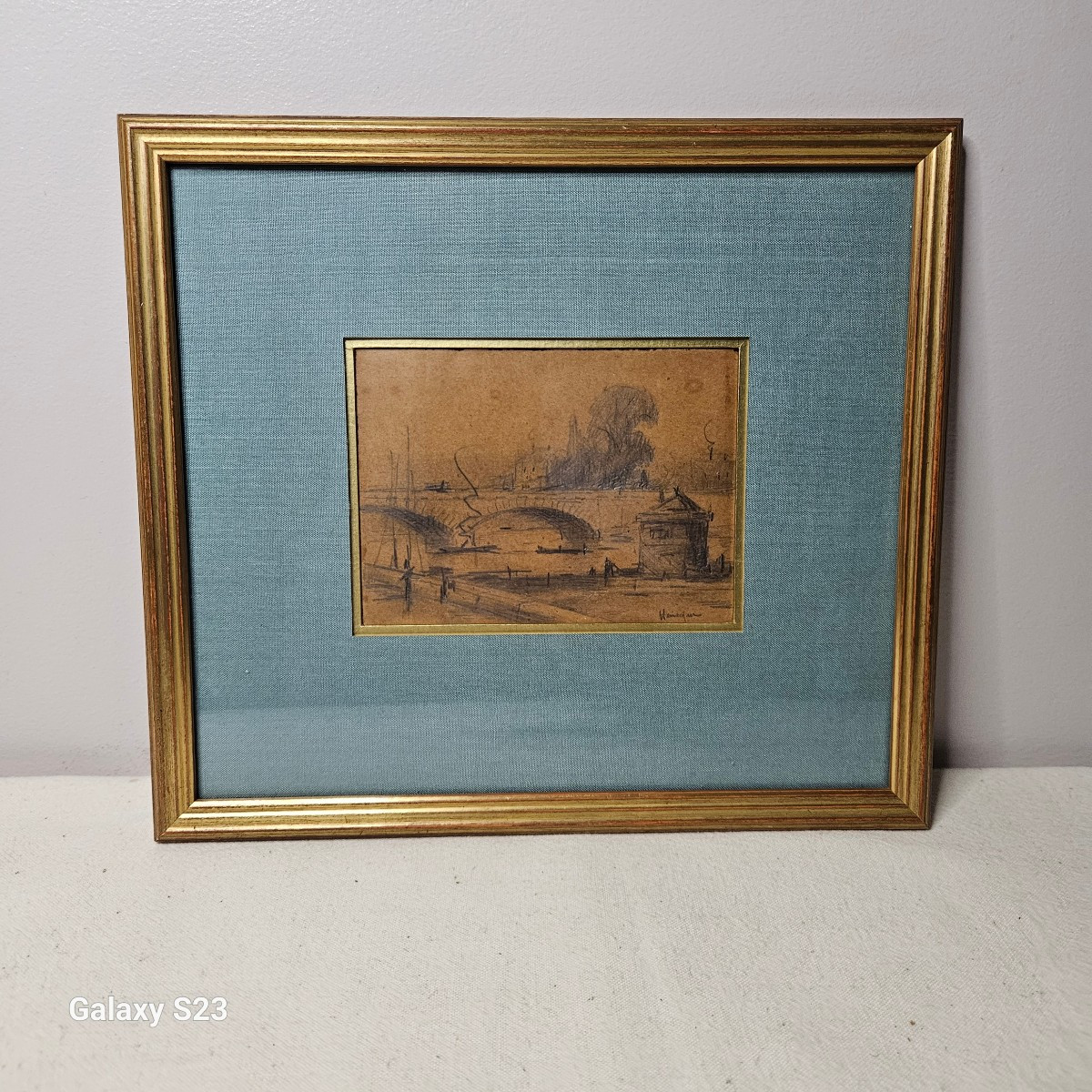 Narcisse Hénocque Dessin au crayon Pont Corneille