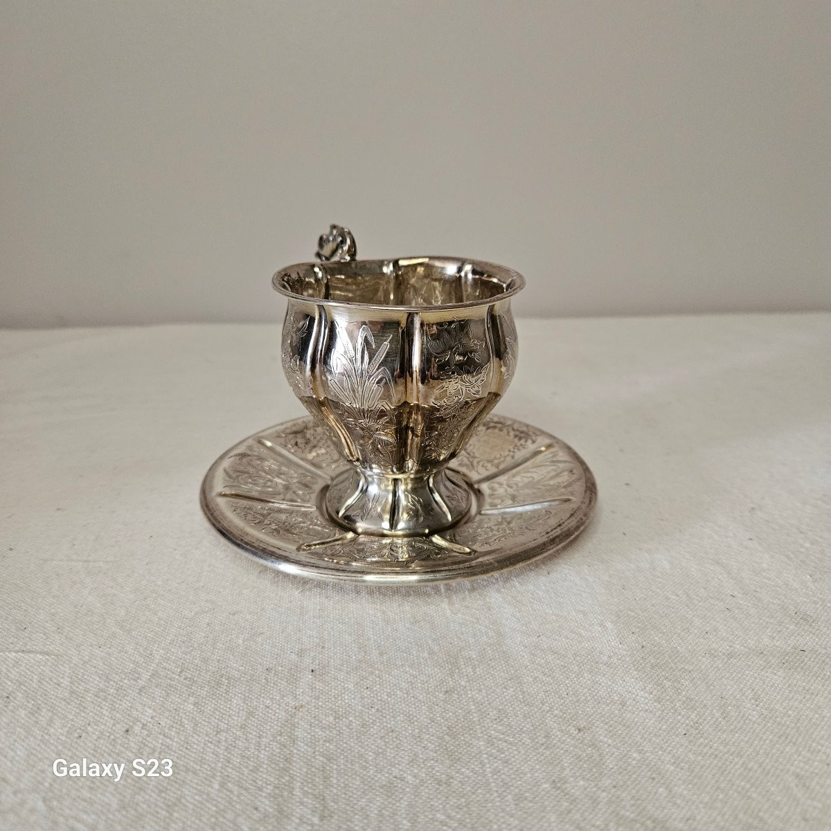 Tasse et sous-tasse en argent orfèvre Nicolas Vautrin-photo-4