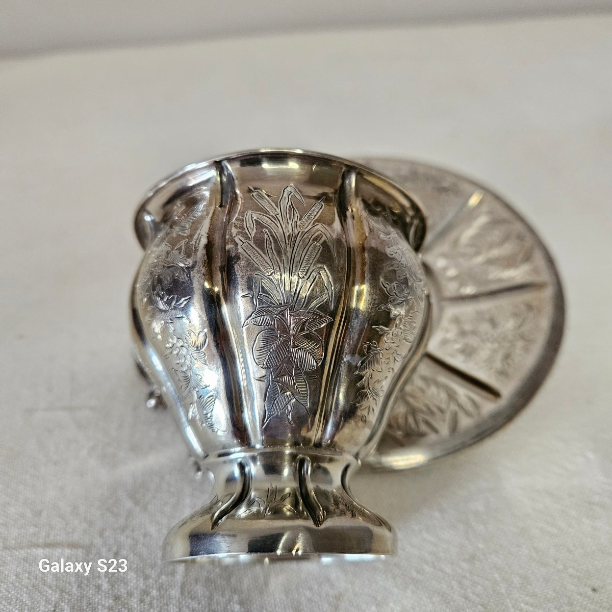 Tasse et sous-tasse en argent orfèvre Nicolas Vautrin-photo-1