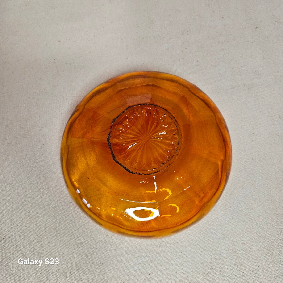 Verlys Rare Orange Glass Dish Signed-photo-1