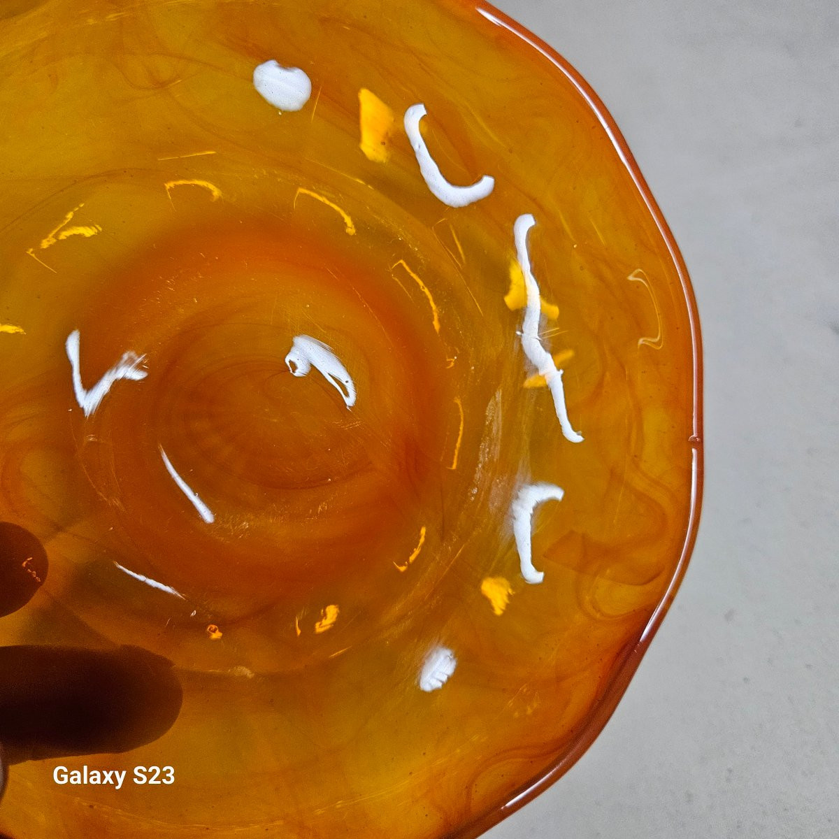 Verlys Rare Orange Glass Dish Signed-photo-3