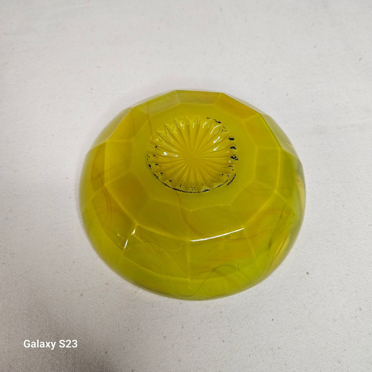 Verlys rare coupelle en verre jaune-photo-3
