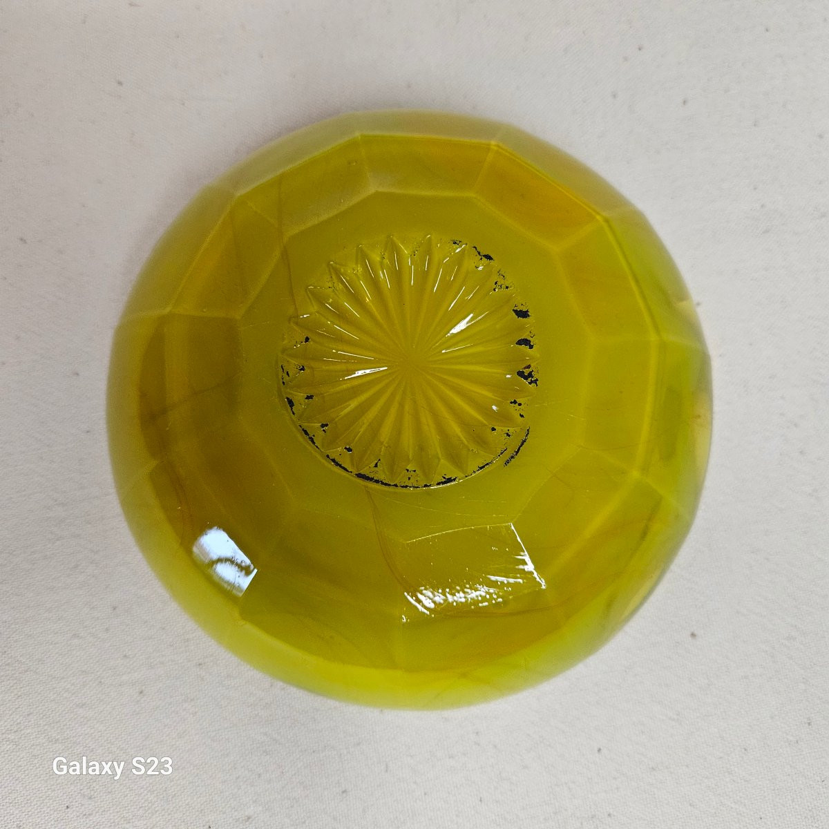 Verlys rare coupelle en verre jaune-photo-1
