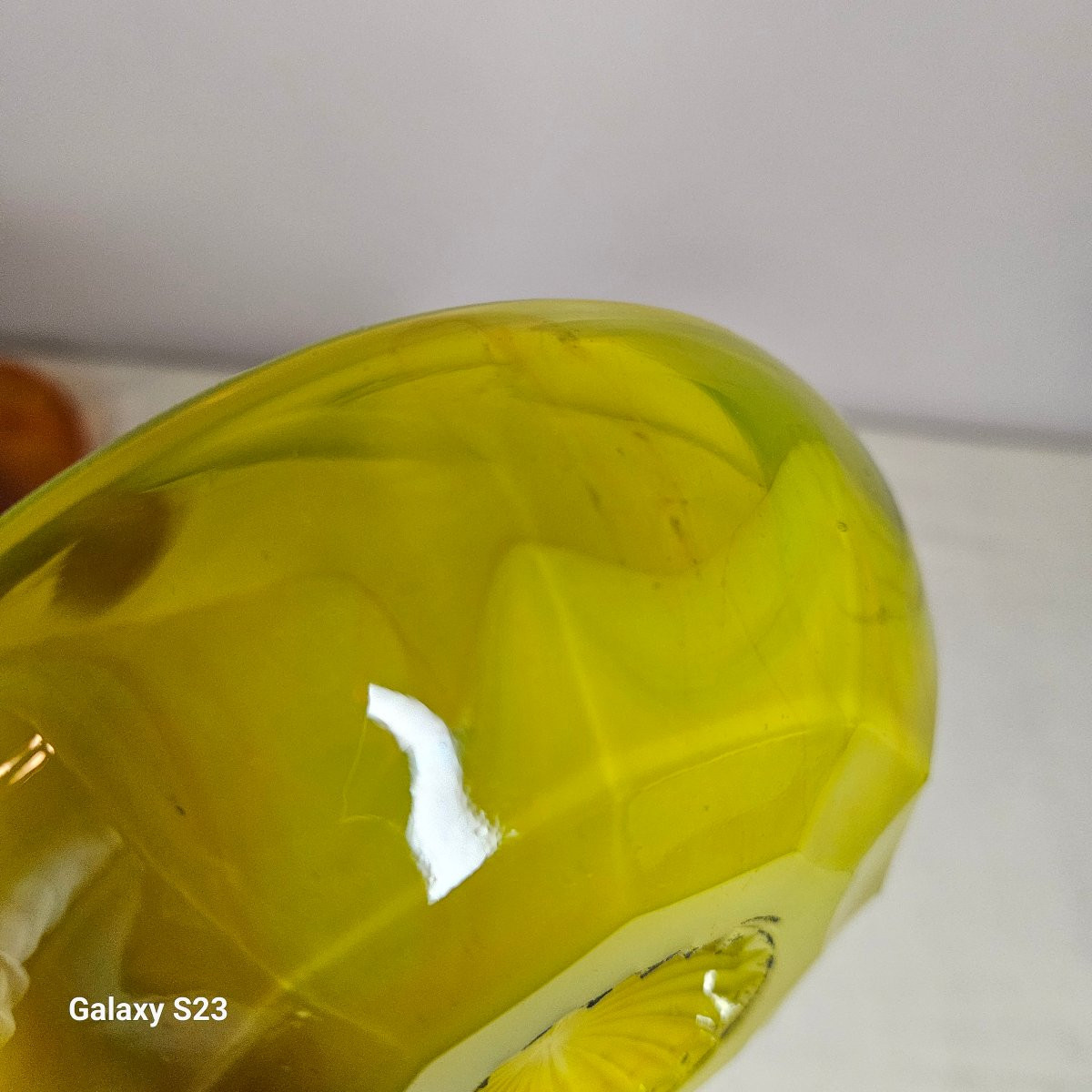 Verlys rare coupelle en verre jaune-photo-6