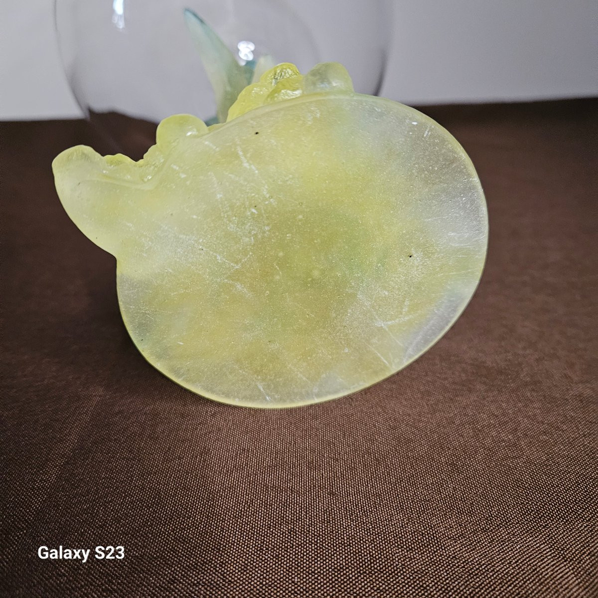 Daum France Coupe "mimosa" en cristal et pâte de cristal -photo-3