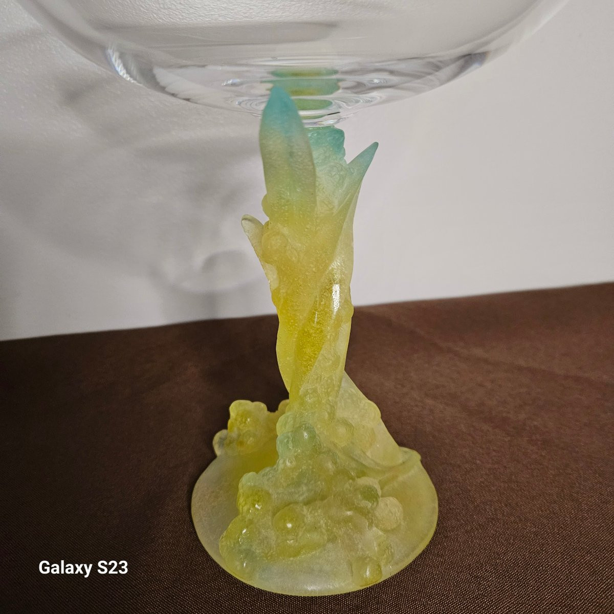 Daum France Coupe "mimosa" en cristal et pâte de cristal -photo-2