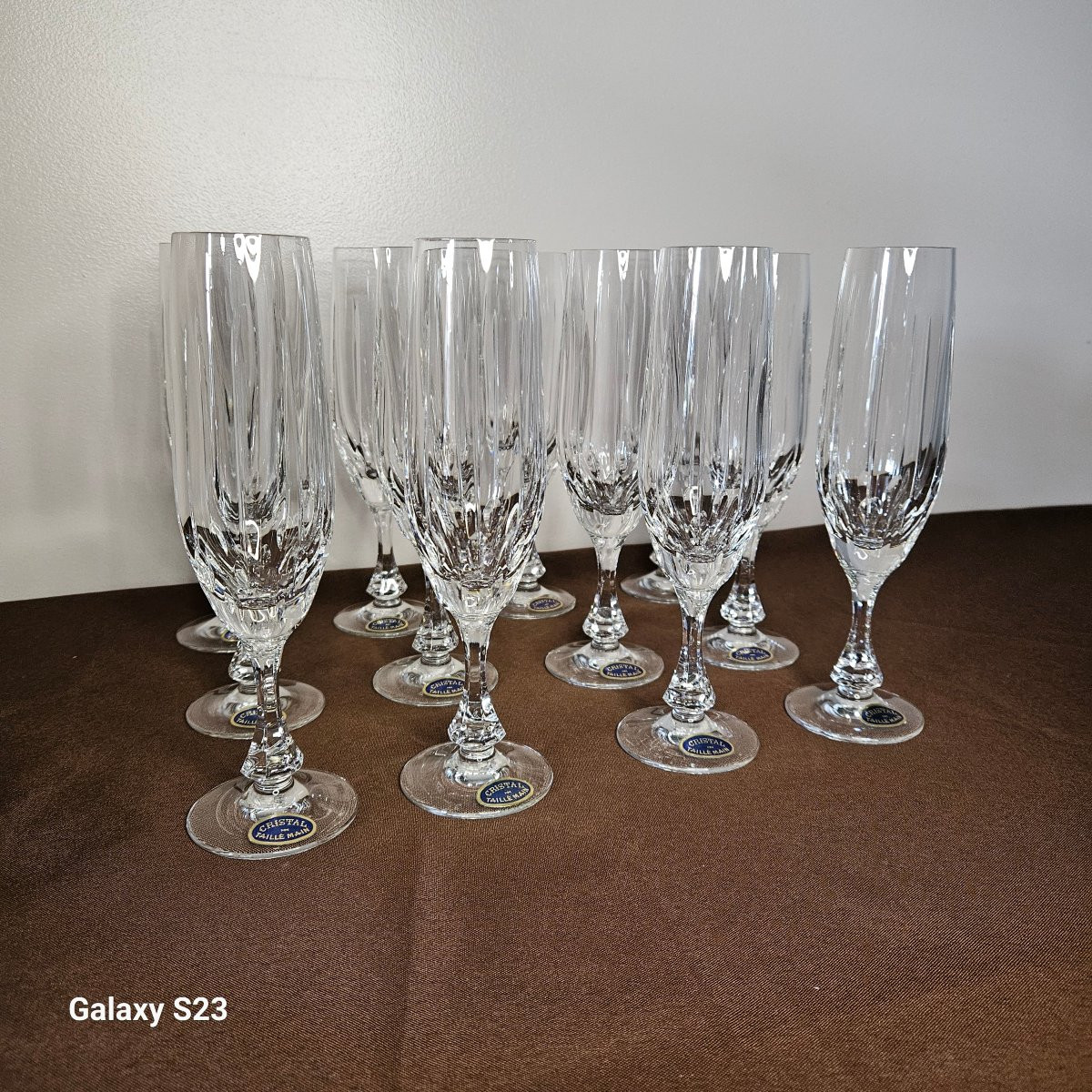 Douze flutes cristal de Lorraine Lemberg modèle Nora-photo-1
