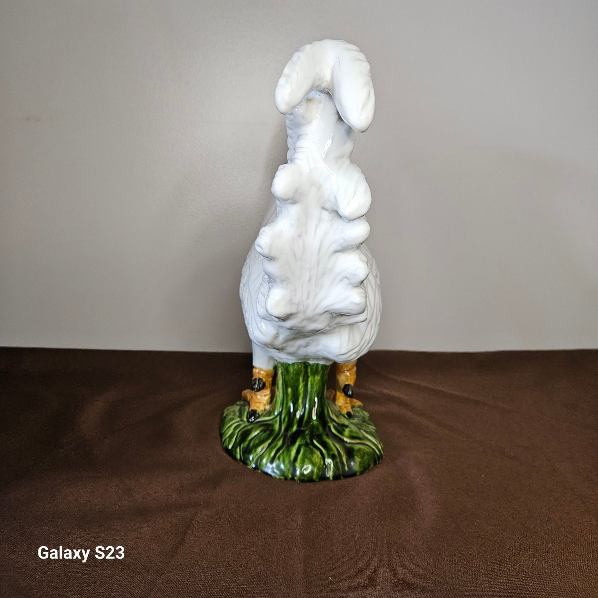 Enameled Terracotta Rooster From Bavent, Paul Meslier Period, 35 Cm-photo-2