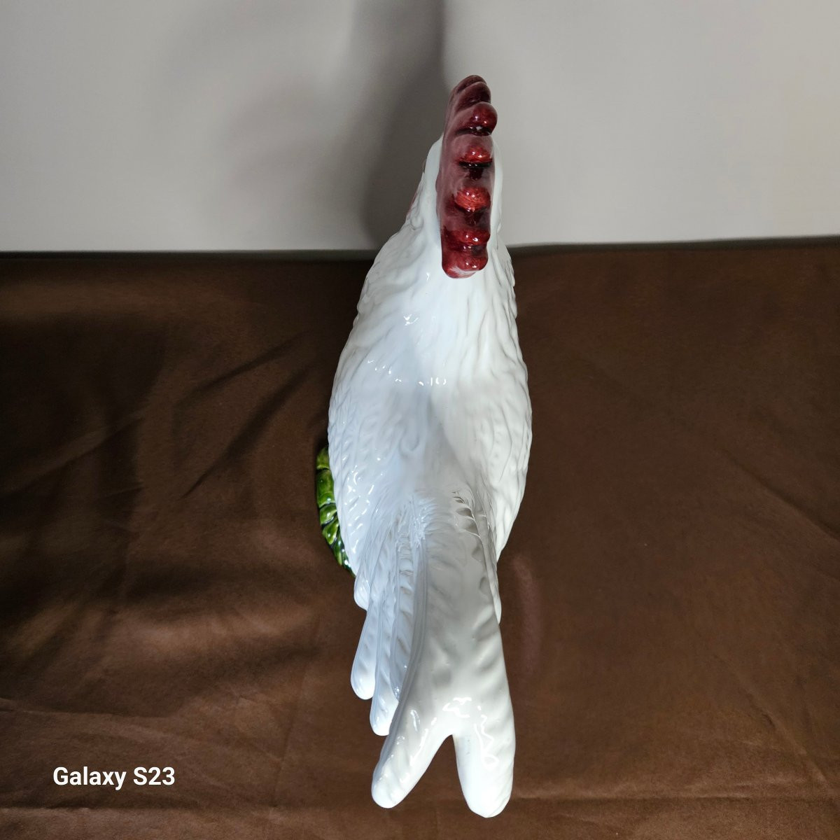 Enameled Terracotta Rooster From Bavent, Paul Meslier Period, 35 Cm-photo-3