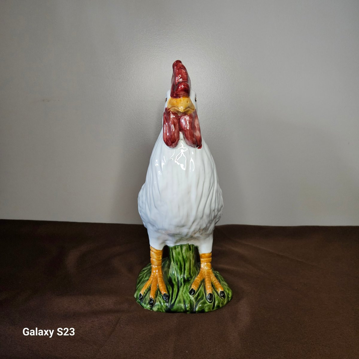 Enameled Terracotta Rooster From Bavent, Paul Meslier Period, 35 Cm-photo-6