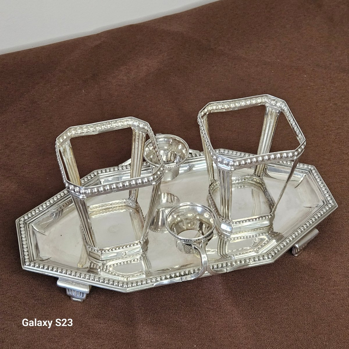 Porte huilier vinaigrier en argent -photo-6