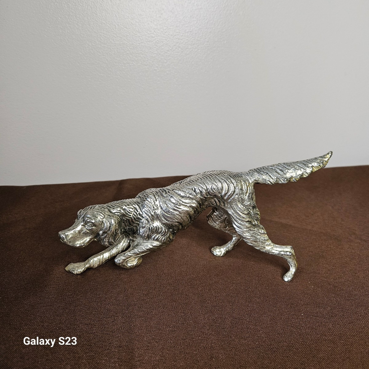 Setter Dog In Silver Metal 20 Cm-photo-2