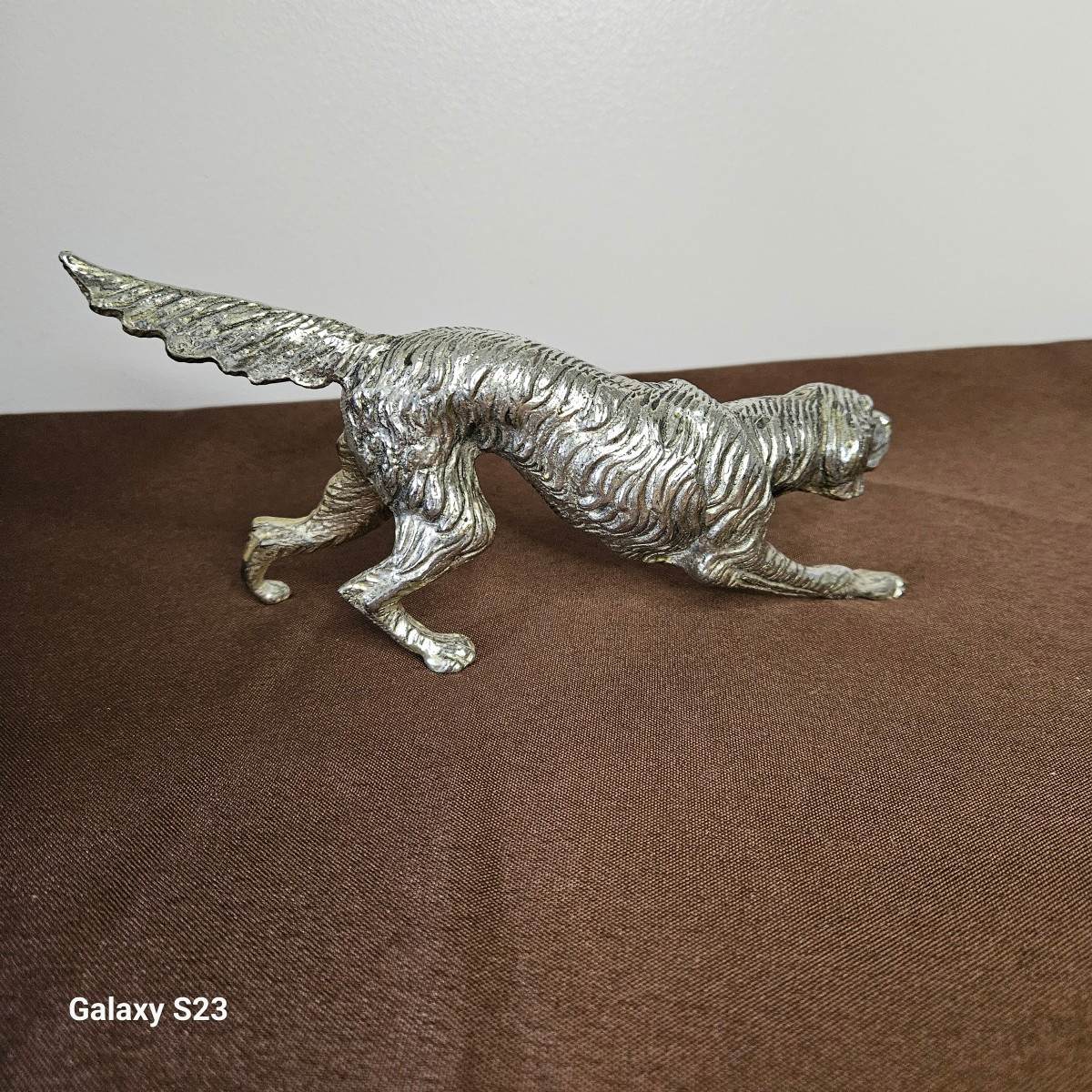 Setter Dog In Silver Metal 20 Cm-photo-3