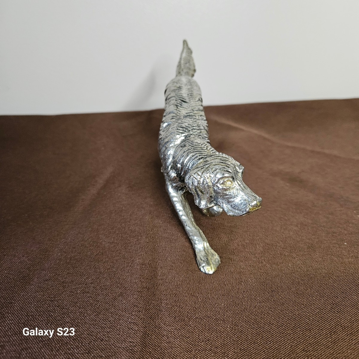 Setter Dog In Silver Metal 20 Cm-photo-4
