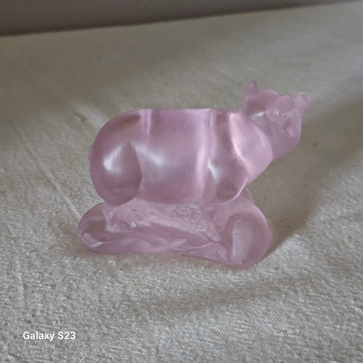 Daum France Sculpture Of A Little Pig In Pink-tinted Molded Glass-photo-3