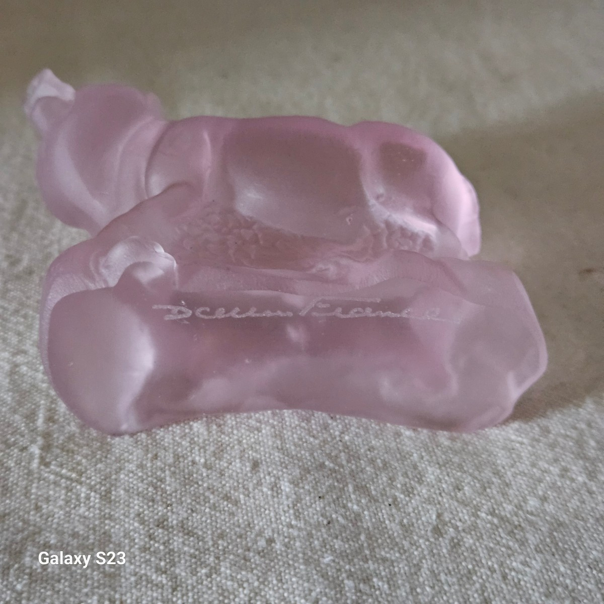 Daum France Sculpture Of A Little Pig In Pink-tinted Molded Glass-photo-4