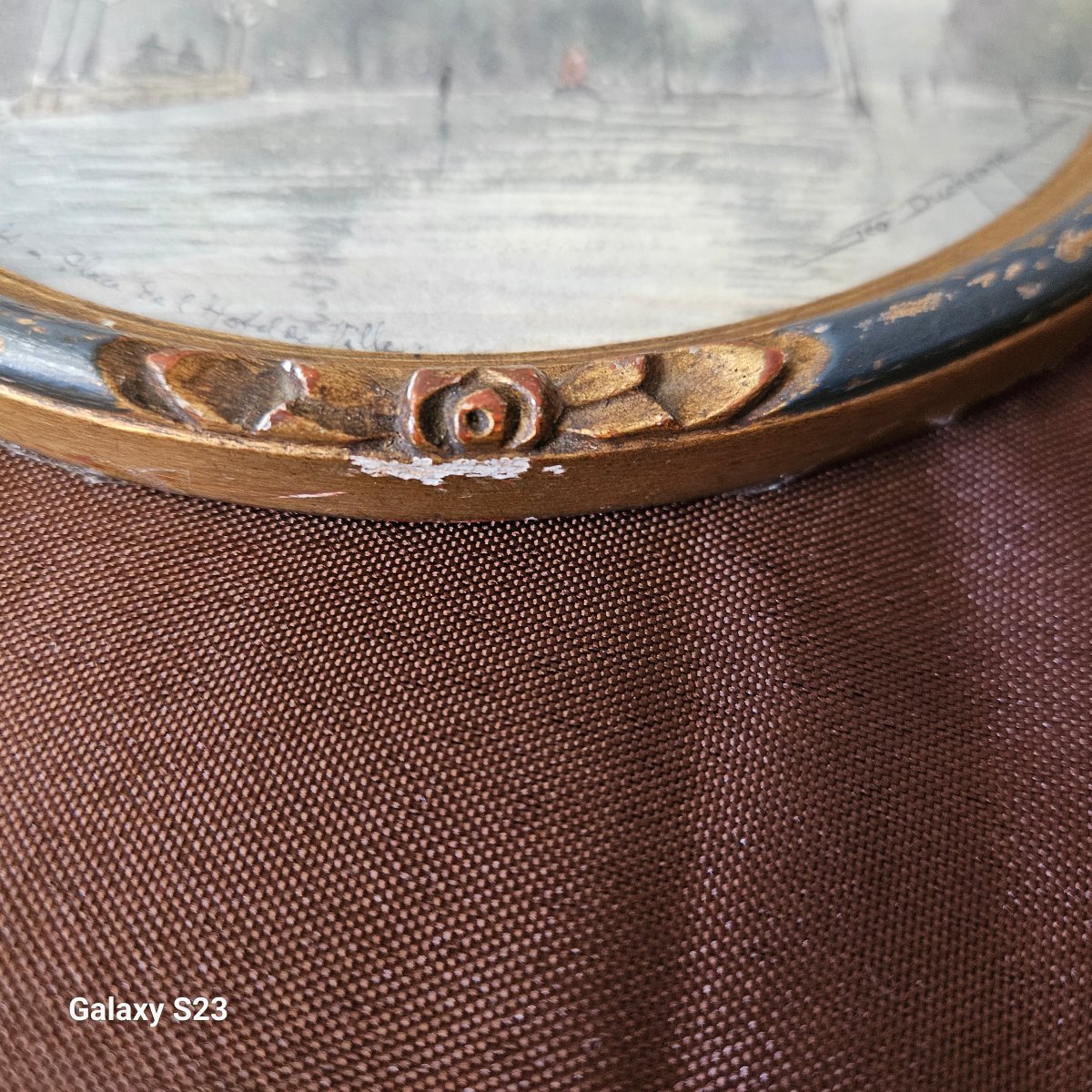 Miniature Oval Watercolor Signed Géo Duchesne "notre Dame Seen From The Town Hall Square"-photo-5