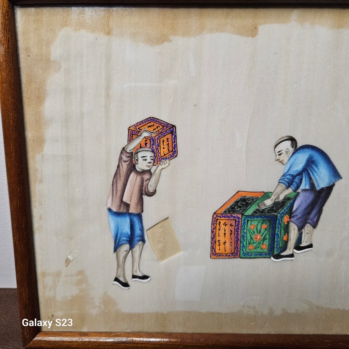 Old Painting On Rice Paper. Buying Tea Or Opium.-photo-2