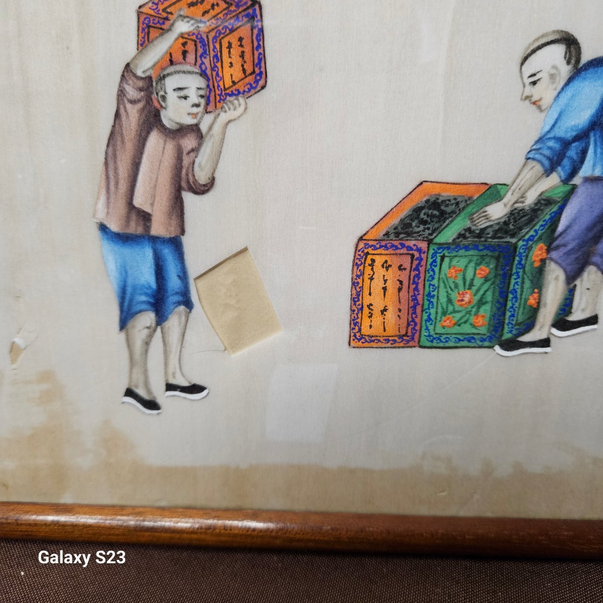 Old Painting On Rice Paper. Buying Tea Or Opium.-photo-3