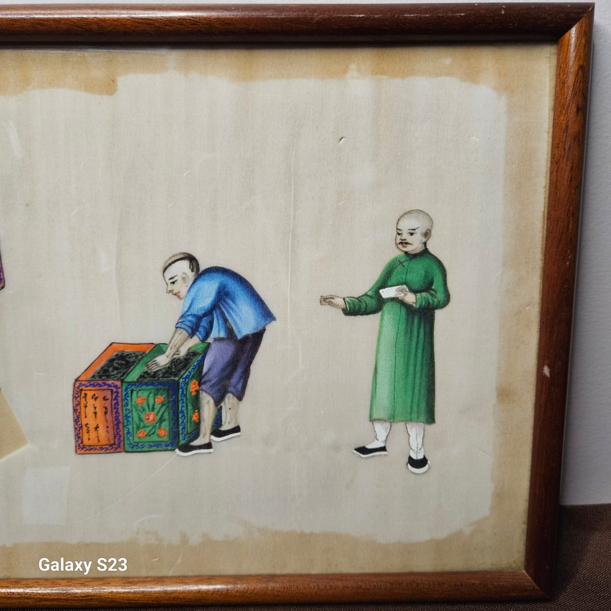 Old Painting On Rice Paper. Buying Tea Or Opium.-photo-4