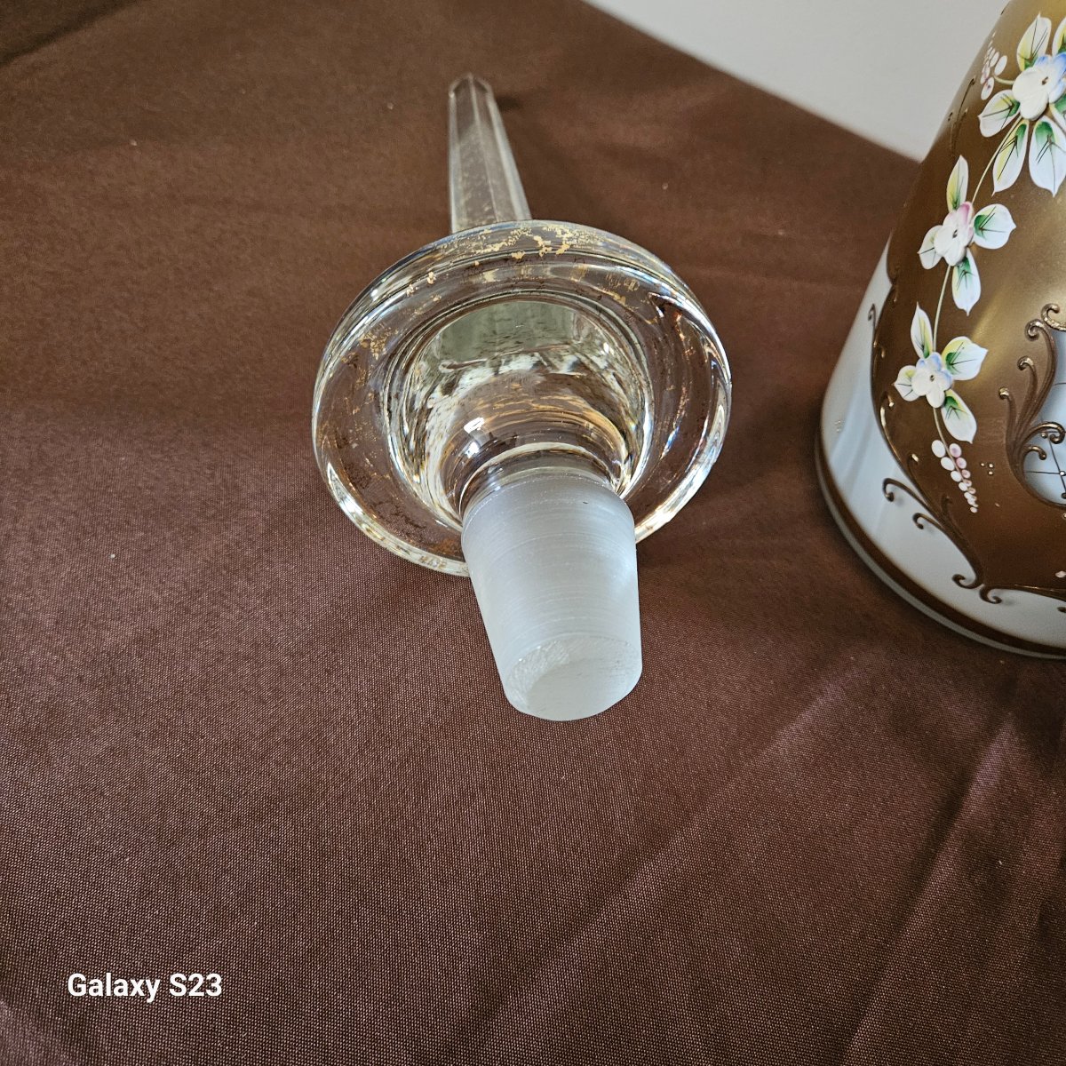 Grand flacon à parfum ou alcool Tchécoslovaquie Hauteur 62 cm-photo-3