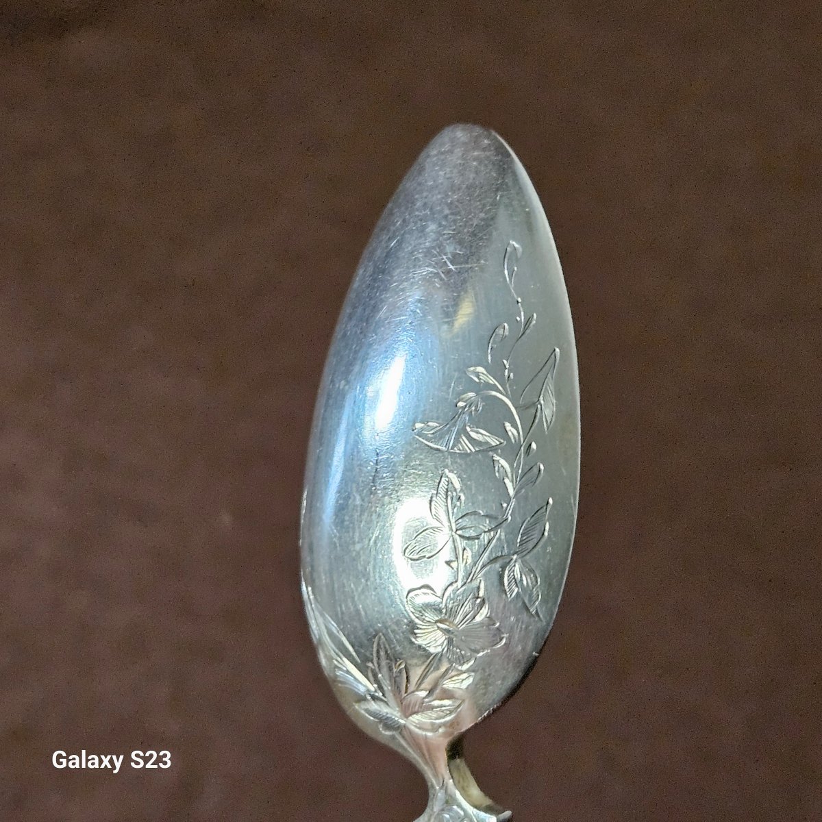 Silver Spoon, Minerva Hallmark, 1st Standard. 19th Century. Russian-style Decoration. Length 17-photo-4