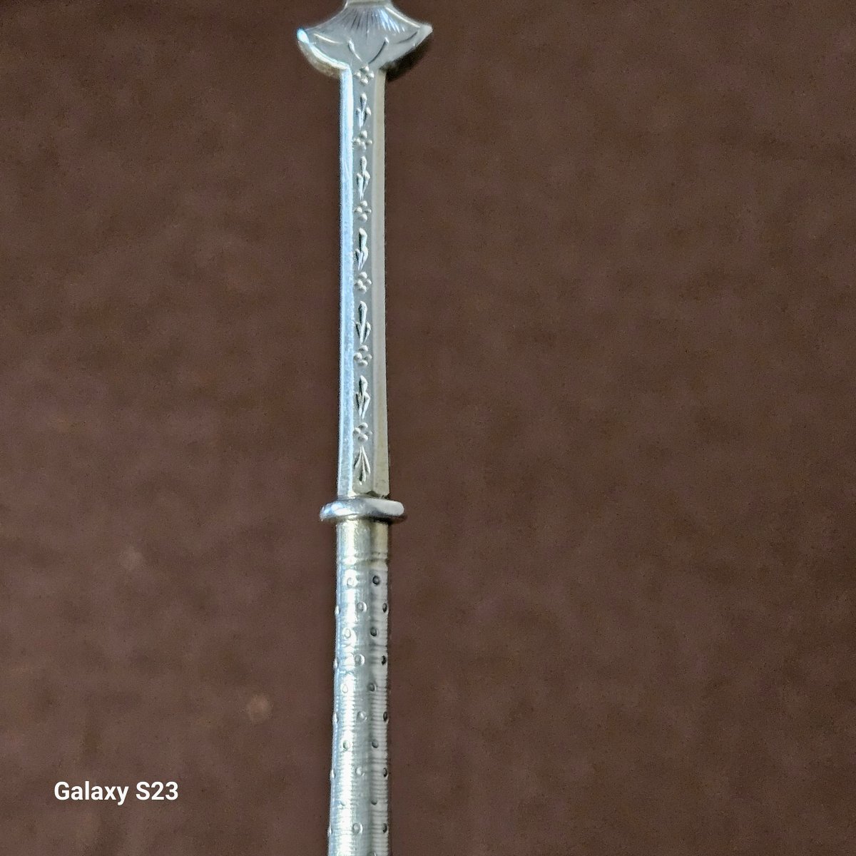 Silver Spoon, Minerva Hallmark, 1st Standard. 19th Century. Russian-style Decoration. Length 17-photo-2