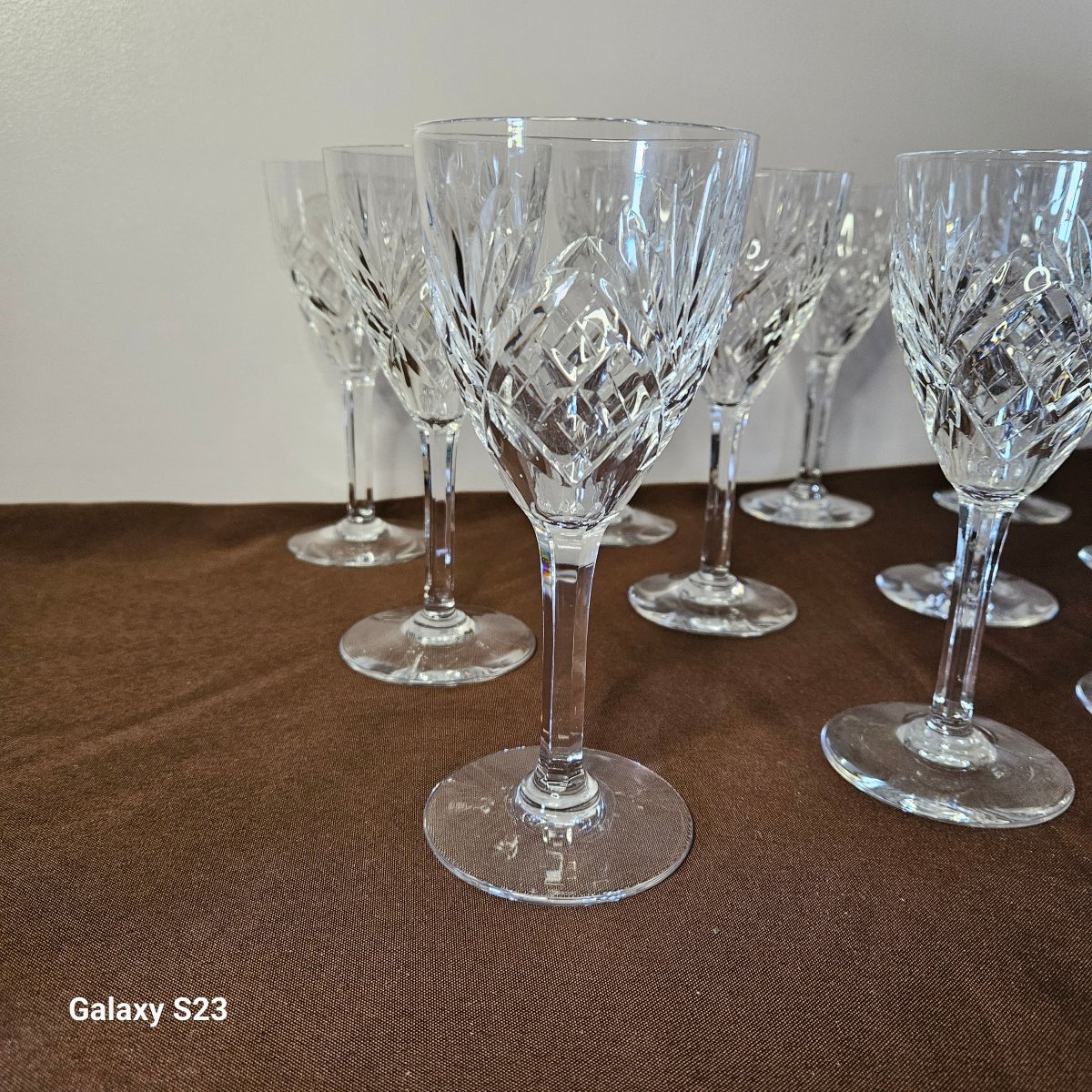 Saint Louis Chantilly Twelve Water Glasses. Height 18.7 Cm-photo-2