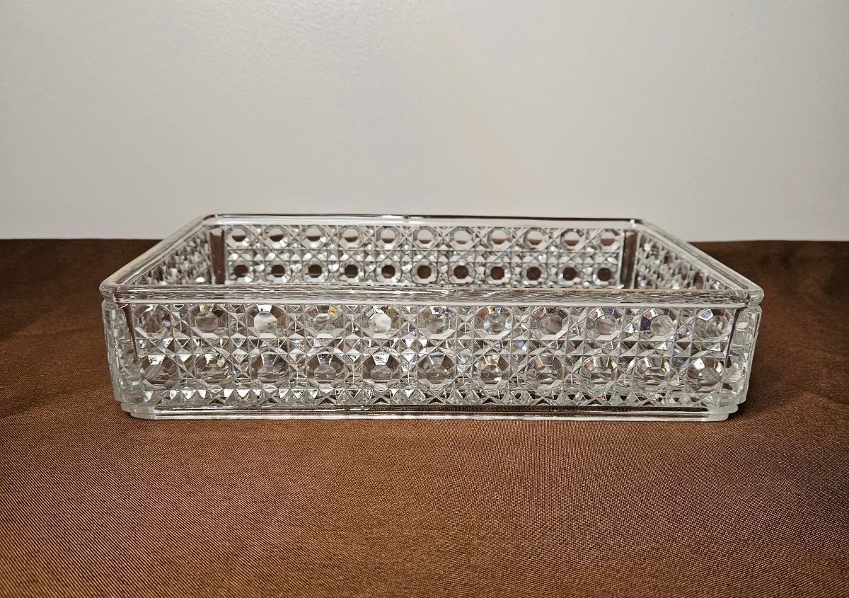 Baccarat Diamants Pierreries vide poche, centre de table rectangle cristal moulé-photo-4
