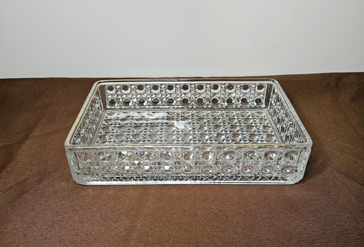 Baccarat Diamants Pierreries vide poche, centre de table rectangle cristal moulé