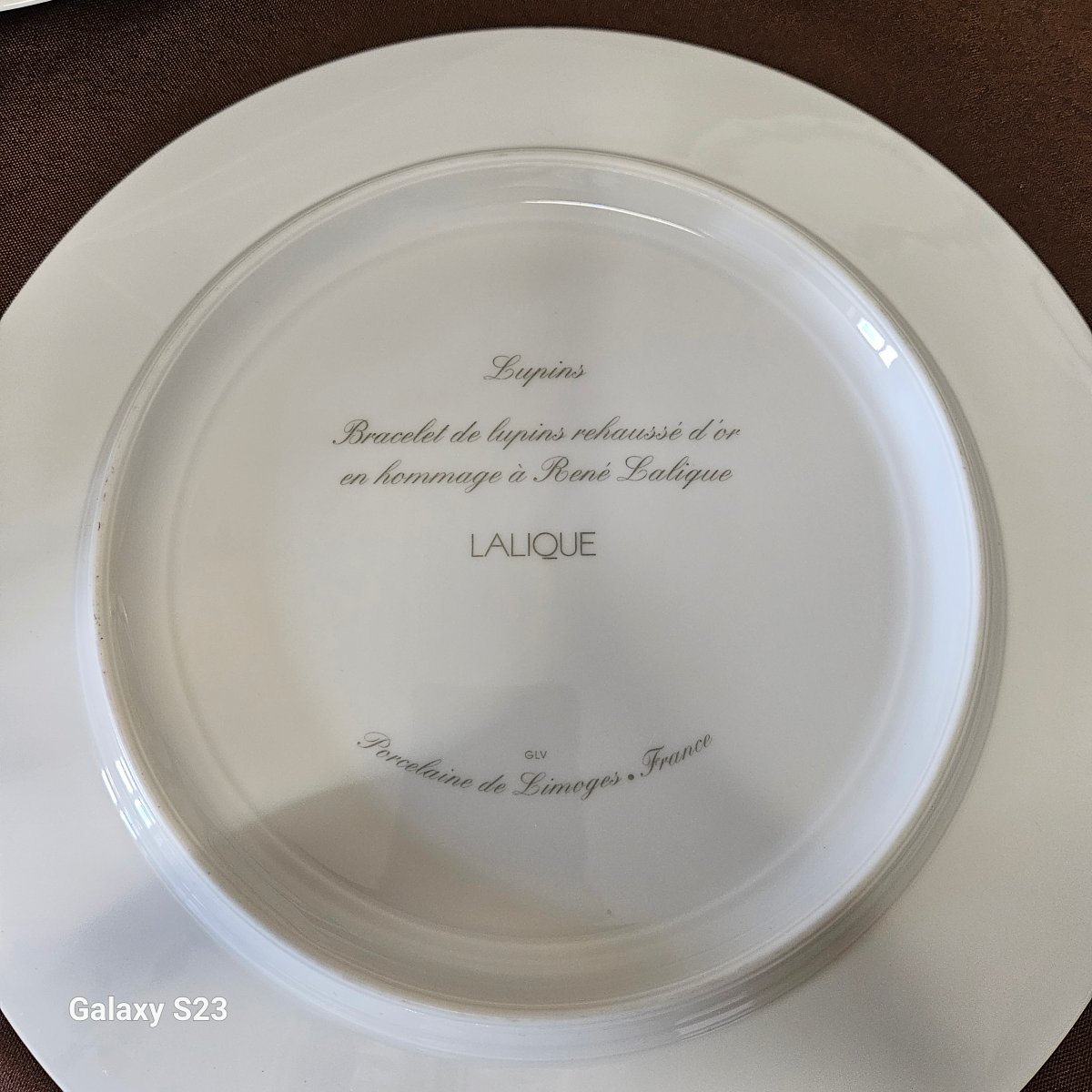 Lalique "lupins" Pattern: 12 Limoges Porcelain Plates, 6 Dinner Plates And 6 Soup Plates-photo-4