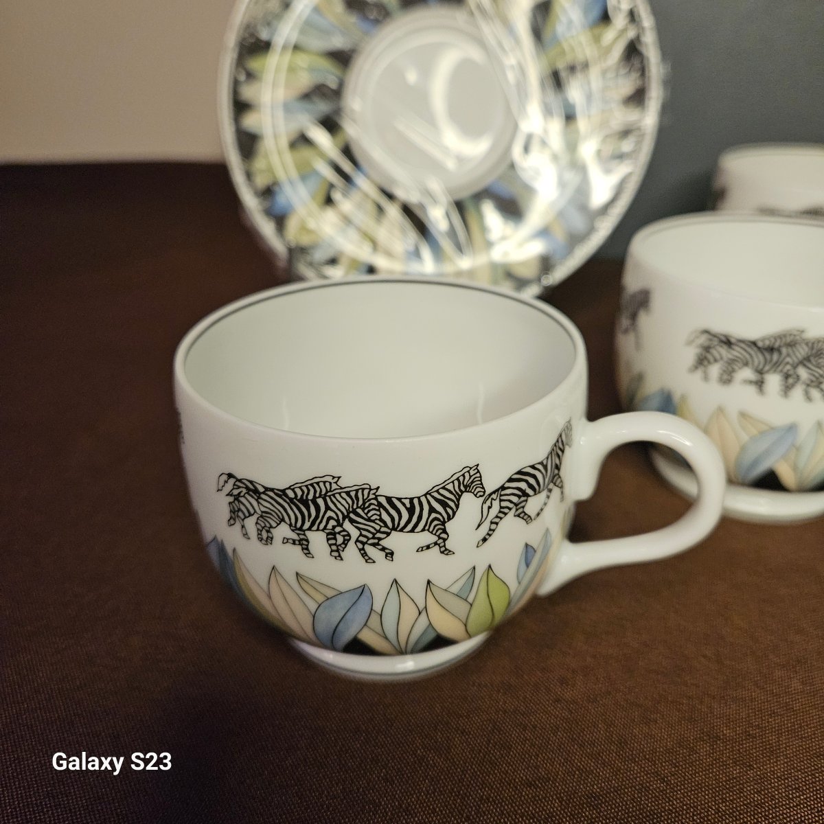 Lalique Limoges Porcelain, "savane" Pattern: 4 Cups And Saucers-photo-1