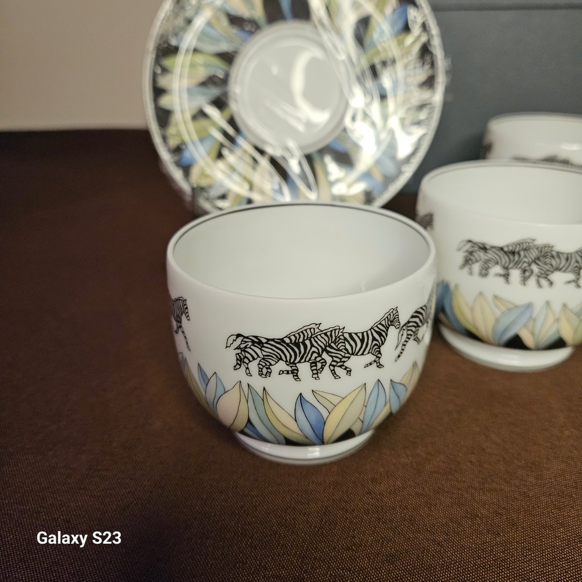 Lalique Limoges Porcelain, "savane" Pattern: 4 Cups And Saucers-photo-2