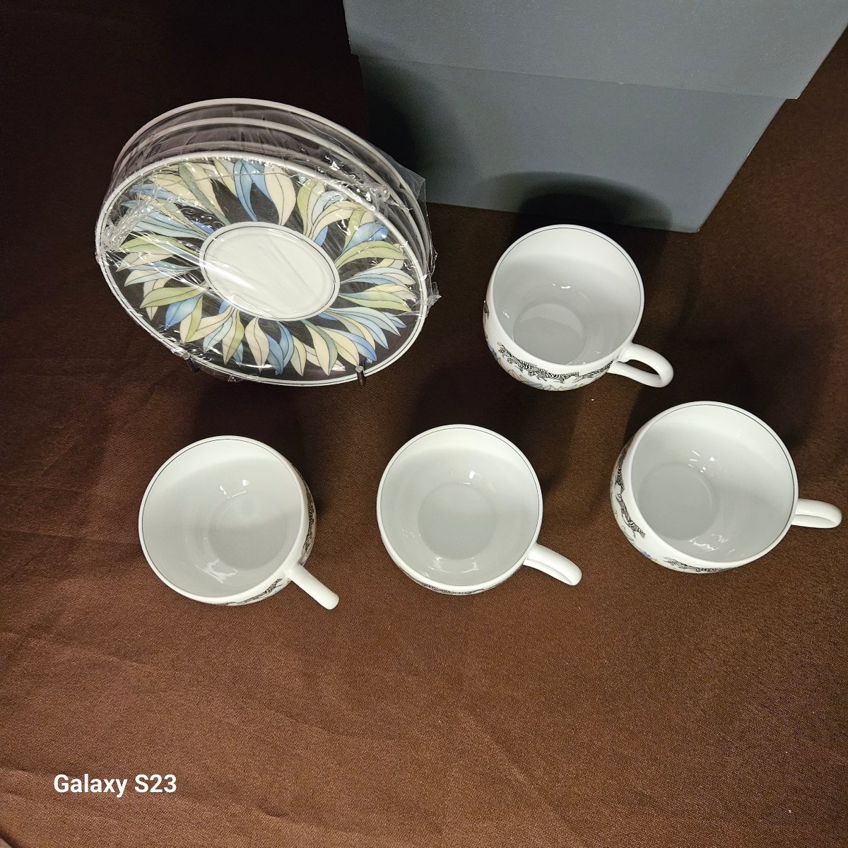 Lalique Limoges Porcelain, "savane" Pattern: 4 Cups And Saucers-photo-4
