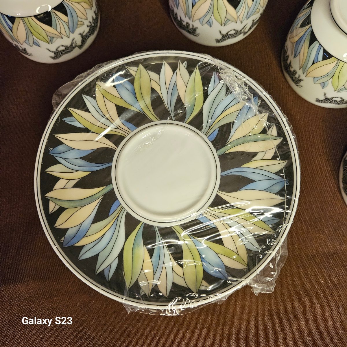 Lalique Limoges Porcelain, "savane" Pattern: 4 Cups And Saucers-photo-5