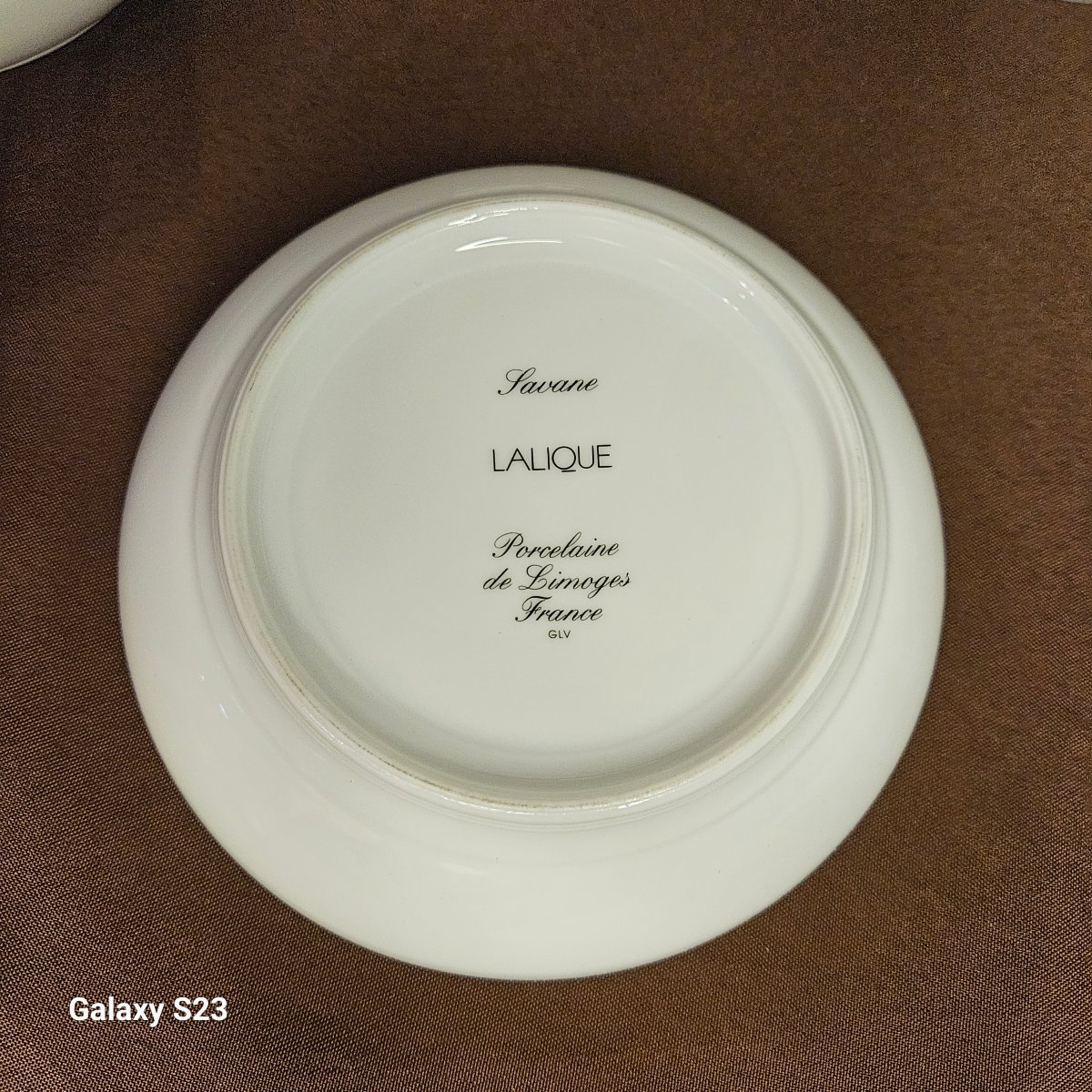 Lalique Limoges Porcelain: 4 "savane" Pattern Soup Bowls (calot Shape)-photo-1