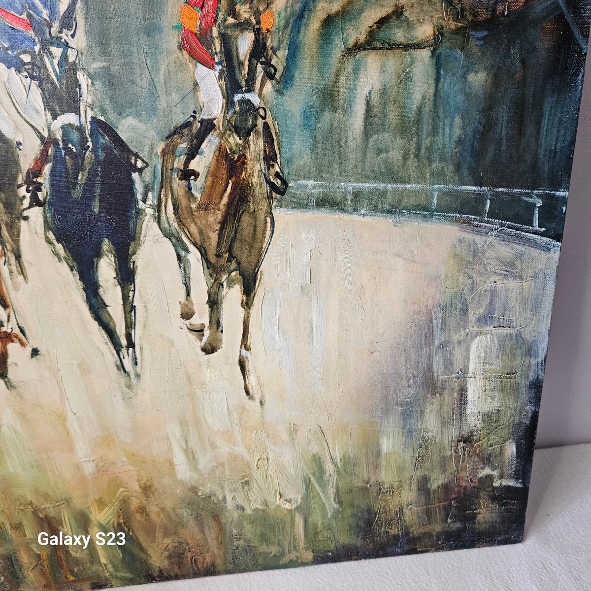Bernard Lignon, Oil On Canvas, The Jockeys ,horse Race. Paul Pétridès Gallery.-photo-2