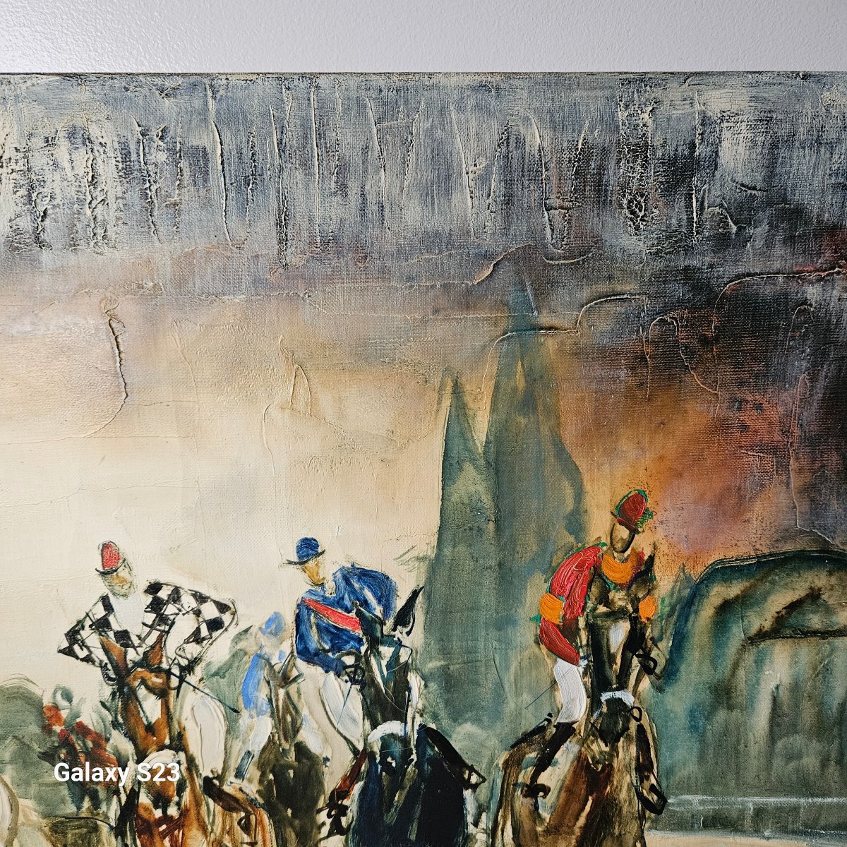 Bernard Lignon, Oil On Canvas, The Jockeys ,horse Race. Paul Pétridès Gallery.-photo-3