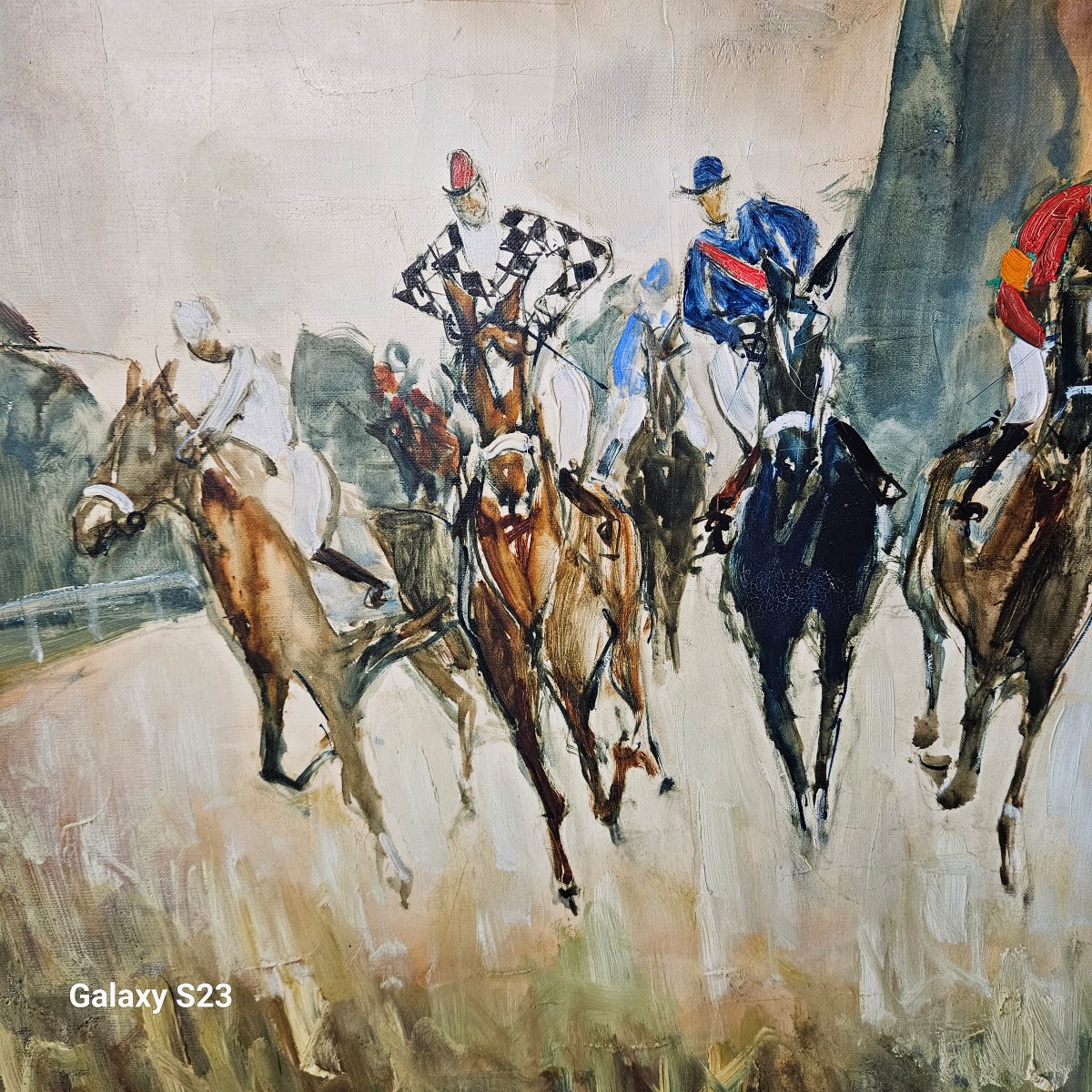 Bernard Lignon, Oil On Canvas, The Jockeys ,horse Race. Paul Pétridès Gallery.-photo-7