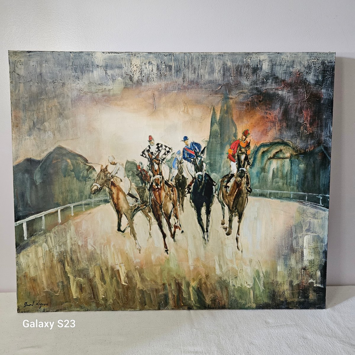 Bernard Lignon, Oil On Canvas, The Jockeys ,horse Race. Paul Pétridès Gallery.