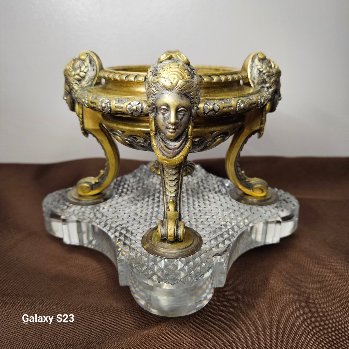 Partie de Brûle parfum Baccarat en bronze et cristal du 19ème siècle Petite coupe-photo-2