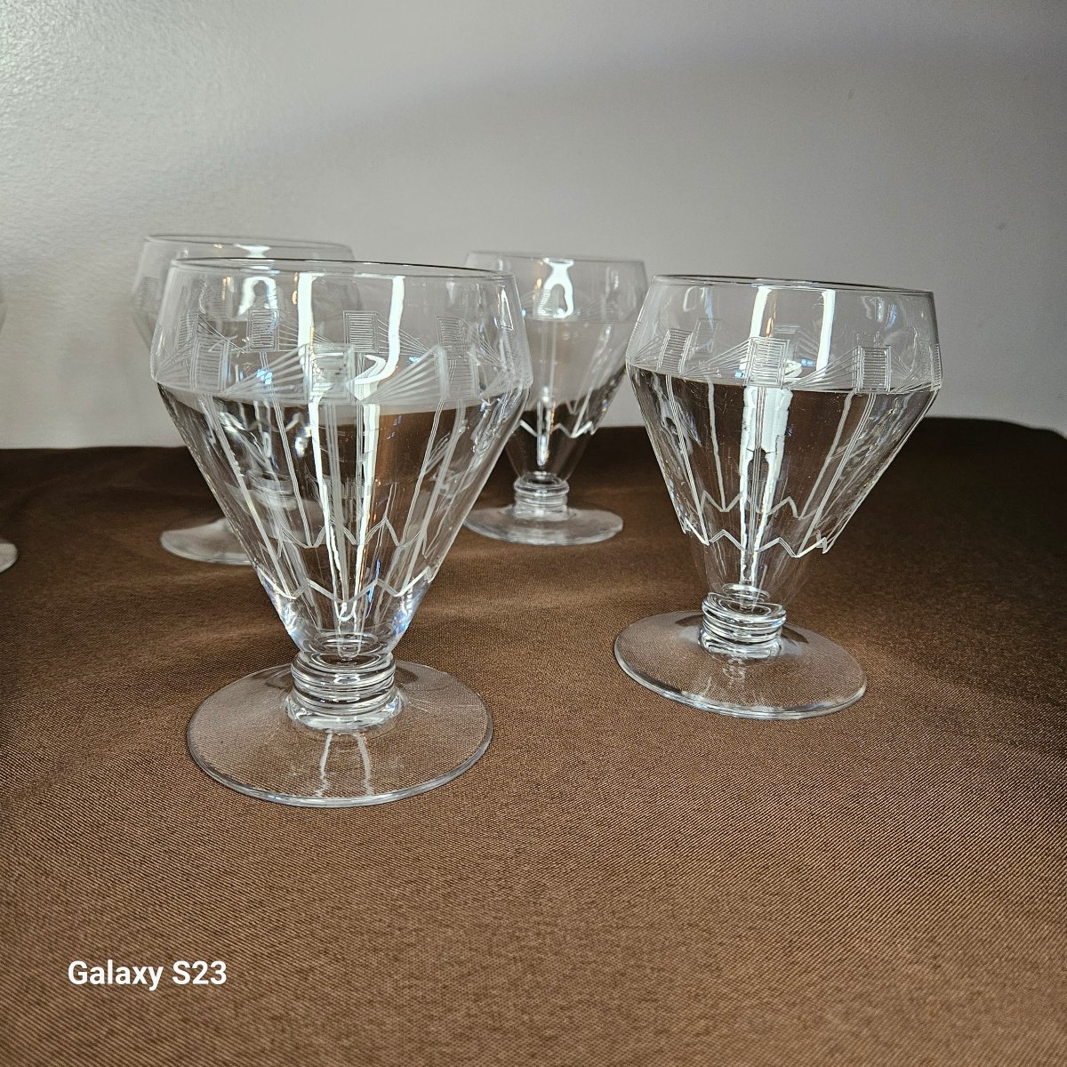 Six verres à eau art déco en cristal vers 1930-1940-photo-4