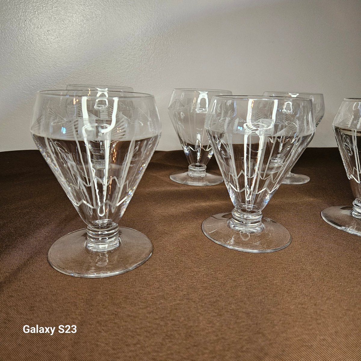 Six verres à eau art déco en cristal vers 1930-1940-photo-1
