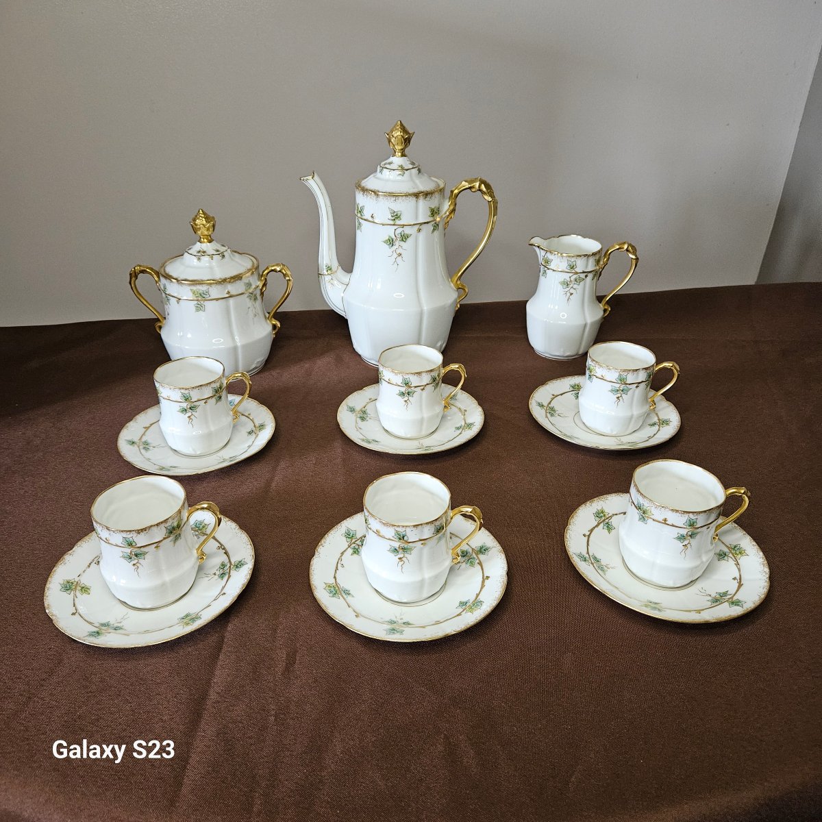 Service à café/moka peint à la main Porcelaine de Limoges 6 personnes 1897-1917